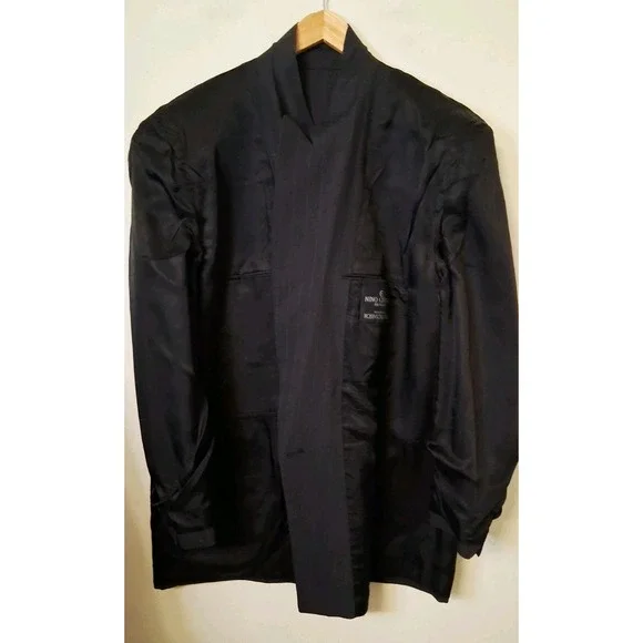 Nino Cerruti Double Breasted Suit 46L 38x31 Made in USA VTG 1990s 1980s Striped